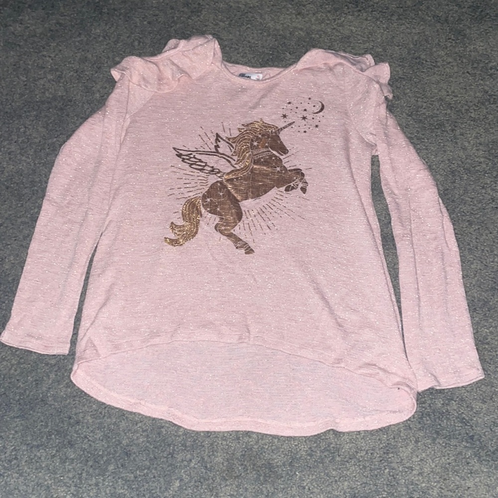 Unicorn print off-shoulder sweater